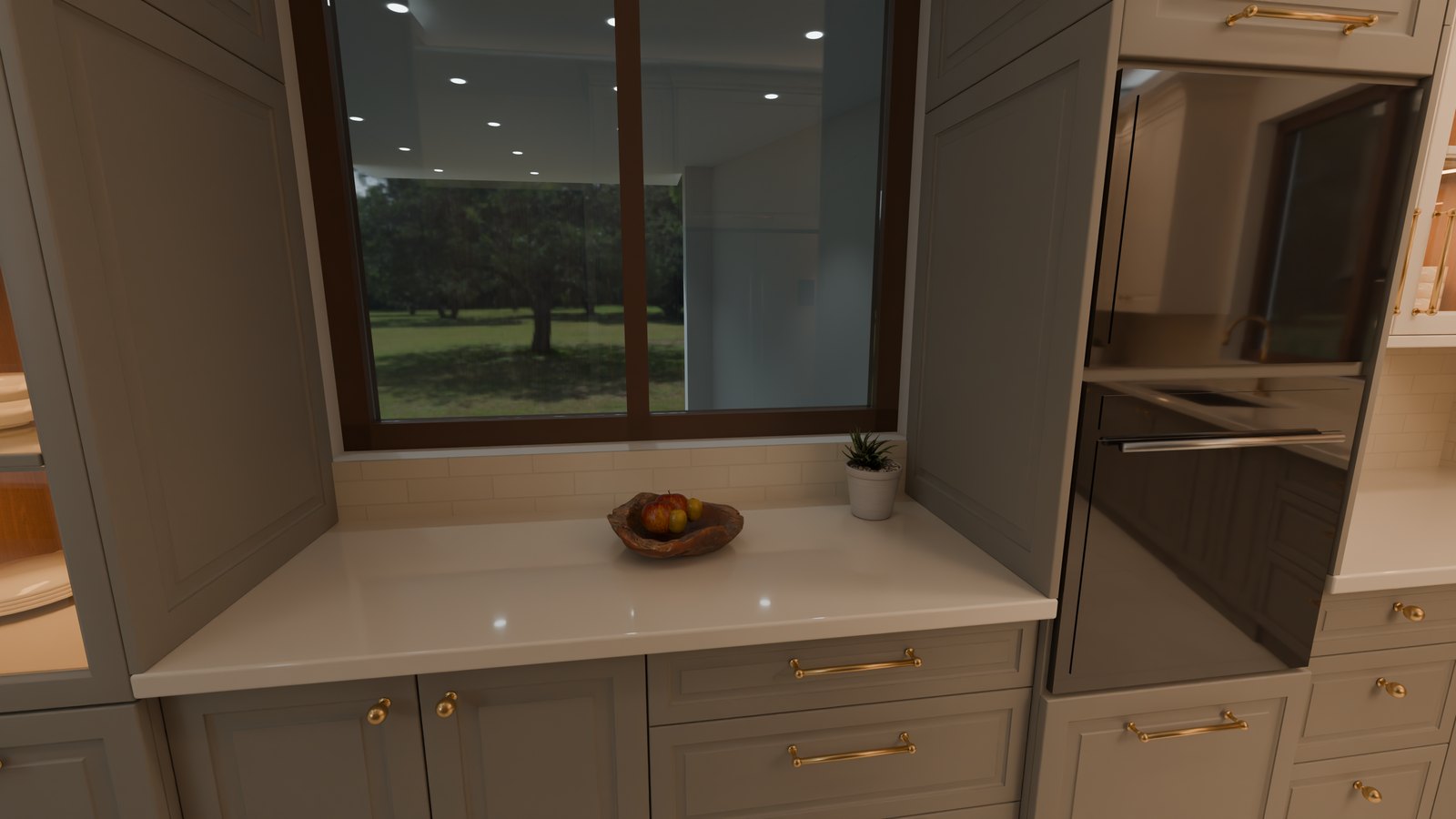 Model render: From the fridge to the porch window